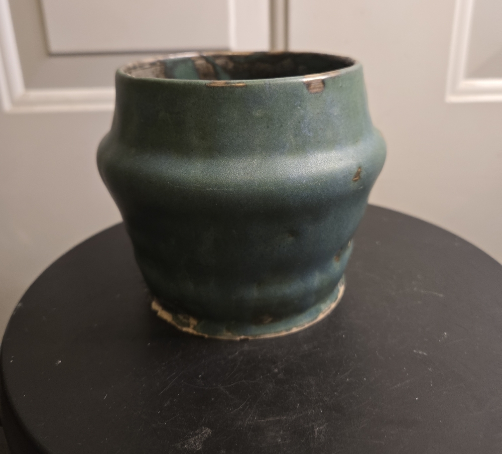 Studio Pottery Matte Glaze Handcrafted Green Ceramic Vase
